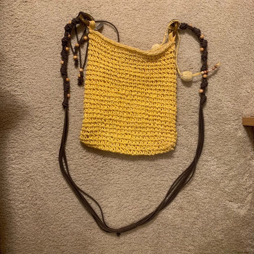 Boho Woven yellow shoulder bag